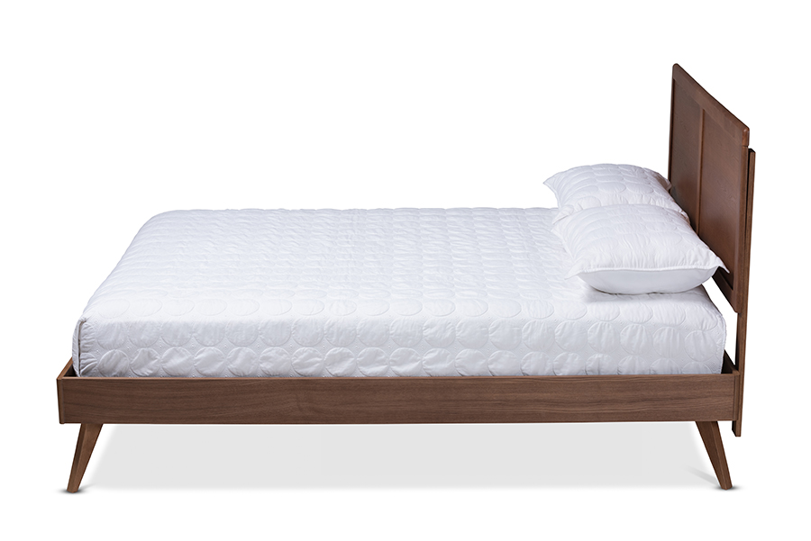 Picture of Baxton Studio Zenon Mid-Century Modern Walnut Brown Finished Wood King Size Platform Bed