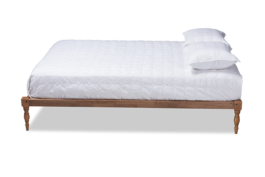 MG0001-Ash Walnut-King Iseline Modern & Contemporary Walnut Brown Finished Wood Platform Bed Frame - King Size