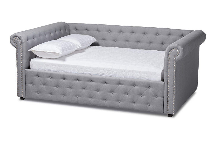 Picture of Baxton Studio Ashley-Grey-Daybed-Full Mabelle Modern & Contemporary Gray Fabric Upholstered Daybed - Full Size