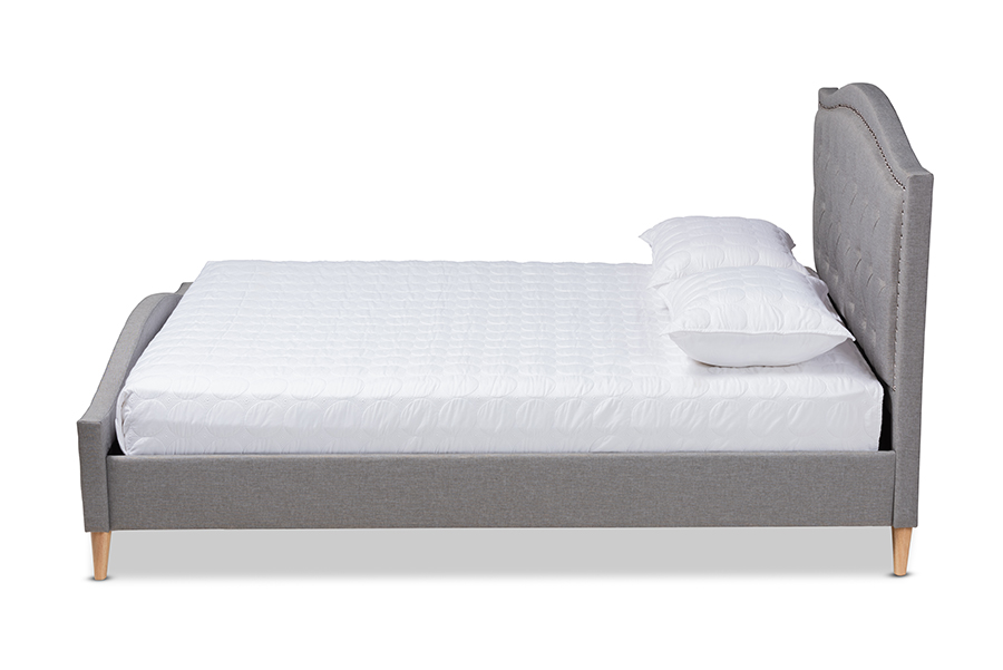 CF9009-Grey-King Felisa Modern & Contemporary Grey Fabric Upholstered & Button Tufted Platform Bed - King Size