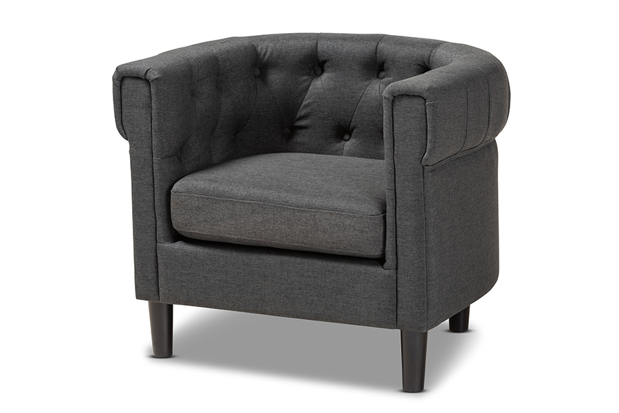 Picture of Baxton Studio 1809-Grey-CC Bisset Classic & Traditional Gray Fabric Upholstered Chesterfield Chair