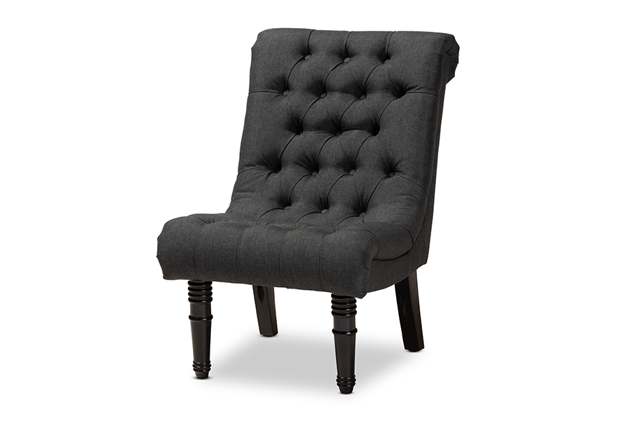 Picture of Baxton Studio 1810-Grey-CC Barthe Classic & Traditional Gray Fabric Upholstered Accent Chair with Rolled Back