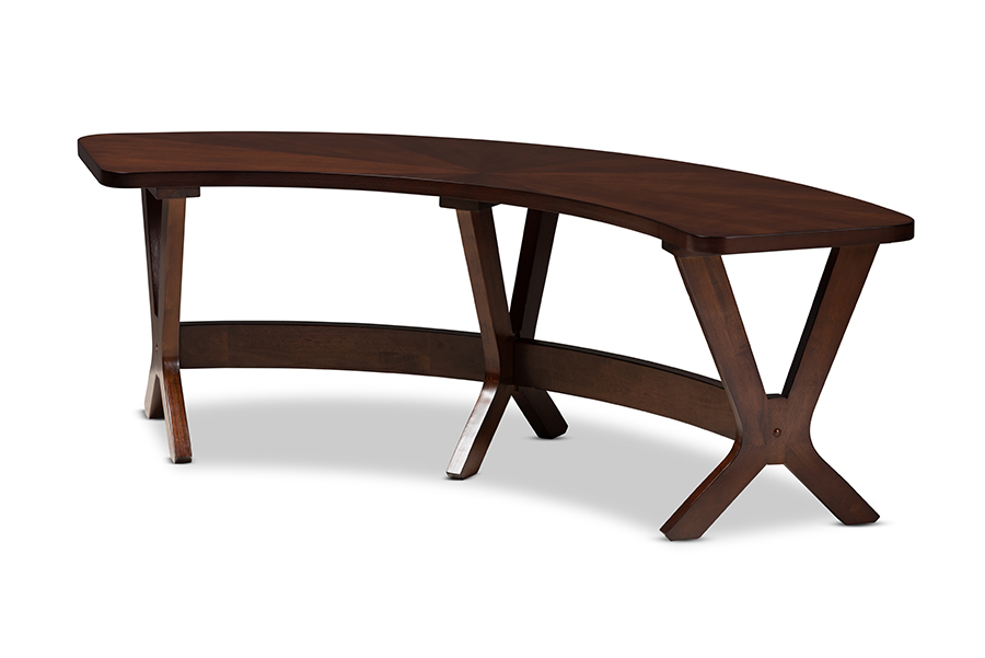 Berlin-Walnut-Bench Berlin Mid-Century Modern Walnut Finished Wood Curved Dining Bench