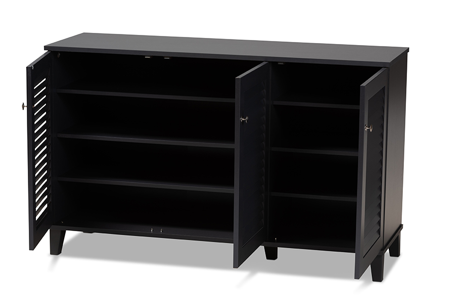Picture of Baxton Studio FP-04LV-Dark Grey Coolidge Modern & Contemporary Dark Grey Finished 8-Shelf Wood Shoe Storage Cabinet