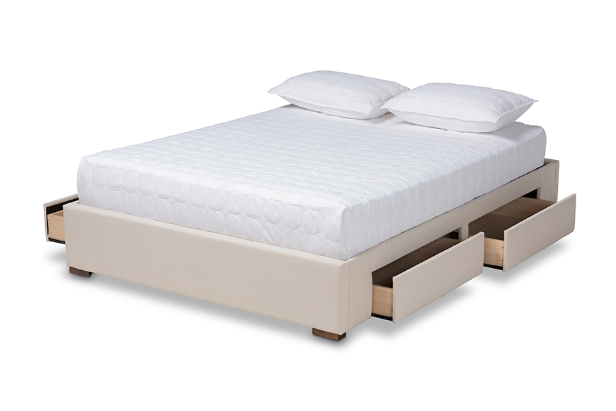Picture of Baxton Studio CF9045-Beige-King Leni Modern & Contemporary Beige Fabric Upholstered 4-Drawer Platform Storage Bed Frame - King Size