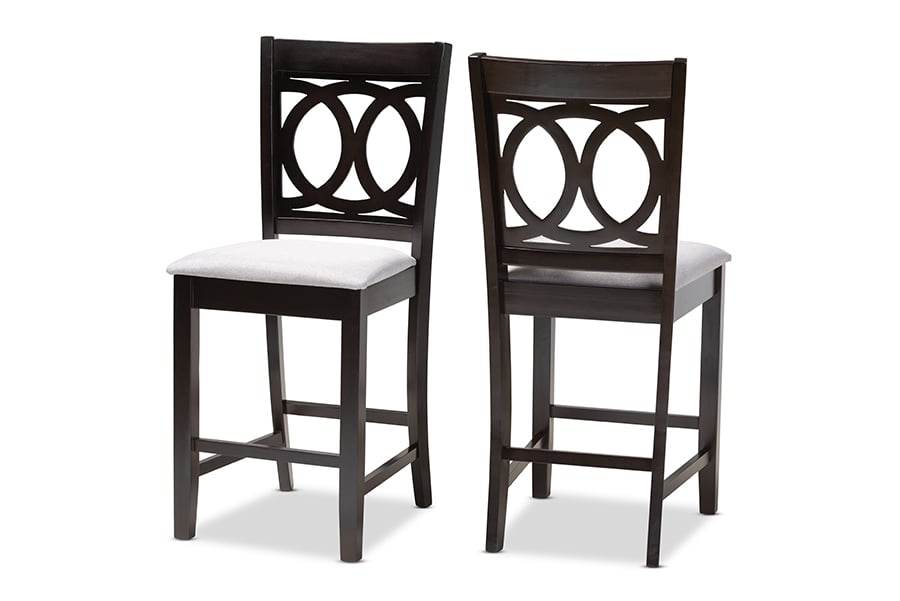 RH315P-Grey-Dark Brown-PC Lenoir Modern & Contemporary Gray Fabric Upholstered Espresso Brown Finished Wood Counter Height Pub Chair - Set of 2 -  Baxton Studio, 193271021390