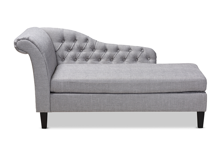 Picture of Baxton Studio CFCL2-Grey-Black-KD Chaise Florent Modern & Contemporary Grey Fabric Upholstered Black Finished Chaise Lounge