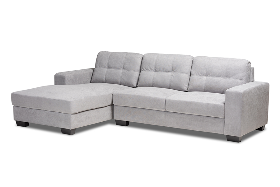 Picture of Baxton Studio J099C-Light Grey-LFC Langley Modern & Contemporary Light Grey Fabric Upholstered Sectional Sofa with Left Facing Chaise