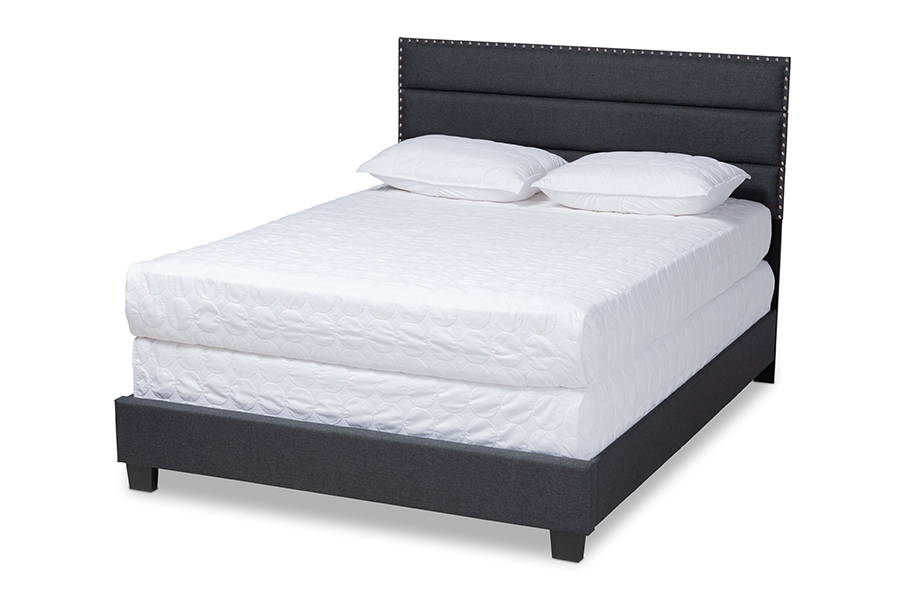 Picture of Baxton Studio CF9084C-Charcoal-King Ansa Modern & Contemporary Dark Grey Fabric Upholstered Bed - King Size