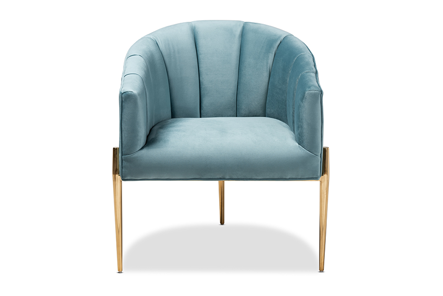 Picture of Baxton Studio TSF-DC6623-Light Blue-Gold-CC Clarisse Glam & Luxe Light Blue Velvet Fabric Upholstered Gold Finished Accent Chair