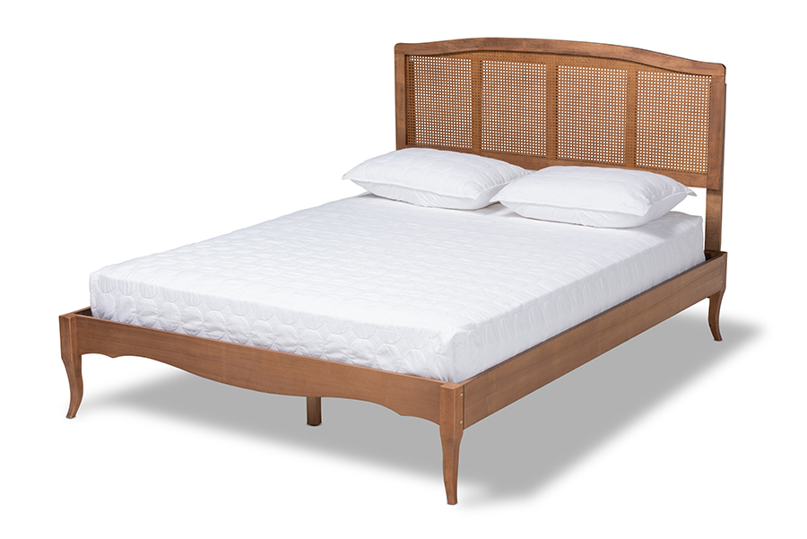 MG97132-Ash Walnut Rattan-King Marieke Mid-Century Modern Ash Wanut Finished Wood & Synthetic Rattan - King Size