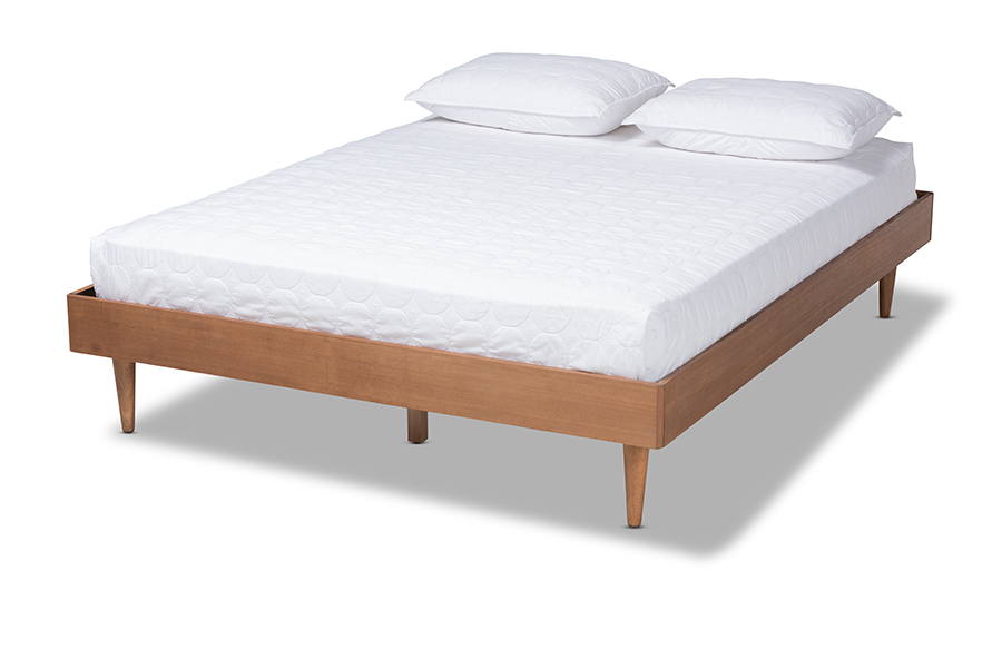 MG97151-Ash Walnut Rattan-King-Frame Rina Mid-Century Modern Ash Wanut Finished Wood Bed Frame - King Size