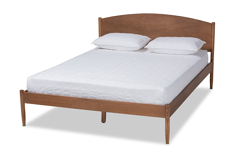 MG0006-Ash Walnut-King Leanora Mid-Century Modern Ash Wanut Finished Wood Platform Bed - King Size