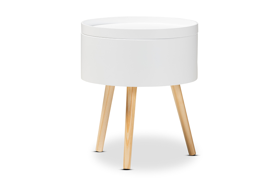 Picture of Baxton Studio SR1703018-White-NS Jessen Mid-Century Modern White Wood Nightstand with Removable Top