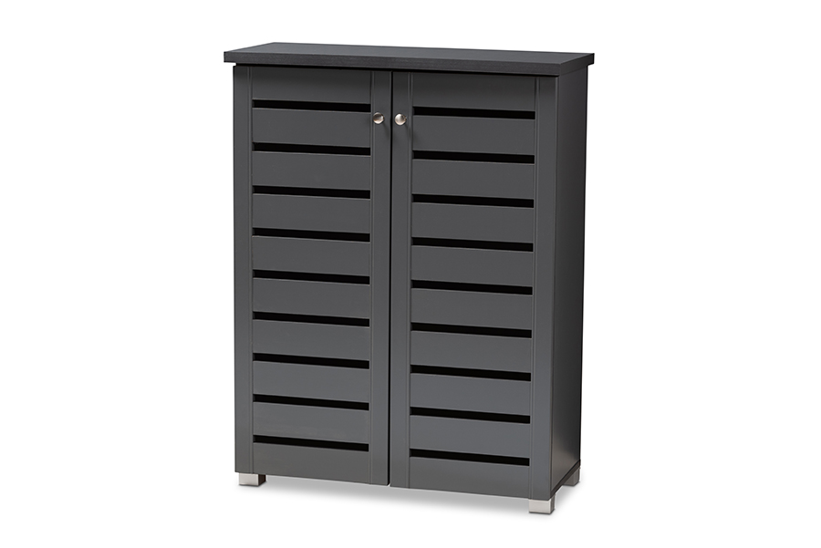 Picture of Baxton Studio SC863522M-Dark Grey-Shoe Cabinet Adalwin Modern & Contemporary Dark Gray 2-Door Wooden Entryway Shoe Storage Cabinet