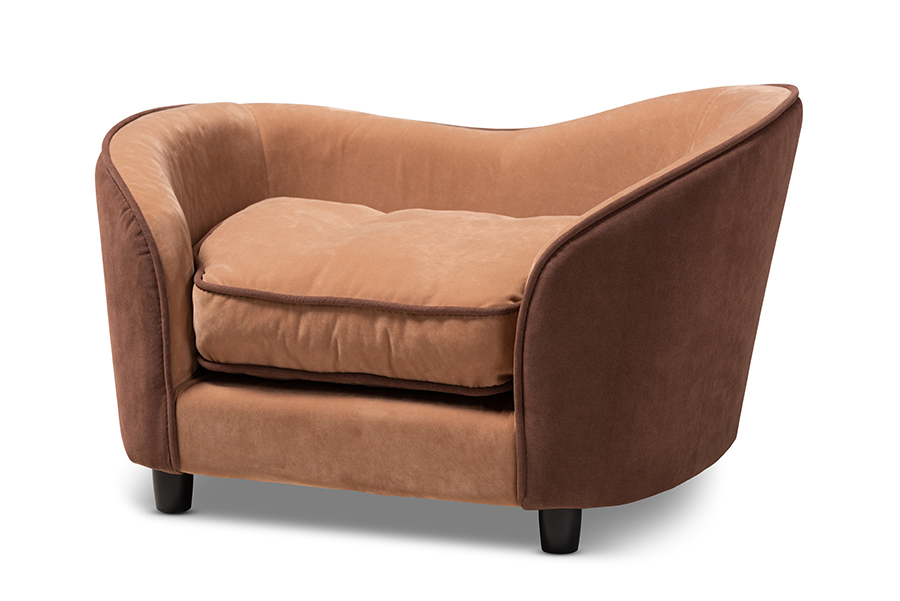 Picture of Baxton Studio LD2191-Light Brown-Dark Brown Hayes Modern & Contemporary Two-Tone Light Brown & Dark Brown Fabric Upholstered Pet Sofa Bed