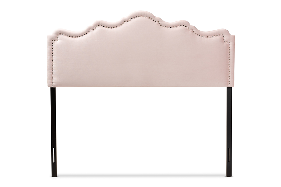 Picture of Baxton Studio BBT6622-Light Pink-HB-Queen Nadeen Modern & Contemporary Light Pink Velvet Fabric Upholstered Headboard - Queen Size