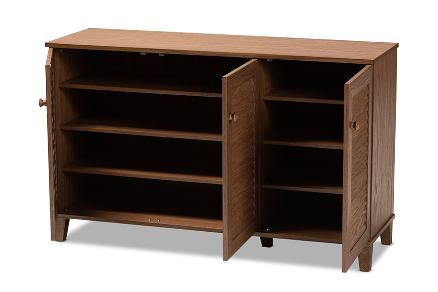 Picture of Baxton Studio FP-04LV-Walnut Coolidge Modern & Contemporary Walnut Finished 8-Shelf Wood Shoe Storage Cabinet