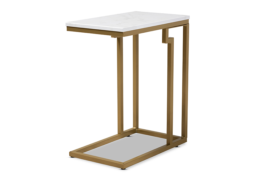Picture of Baxton Studio AA-1822-Marble-Gold-ET Renzo Modern & Contemporary Brushed Gold Finished Metal End Table with Faux Marble Tabletop