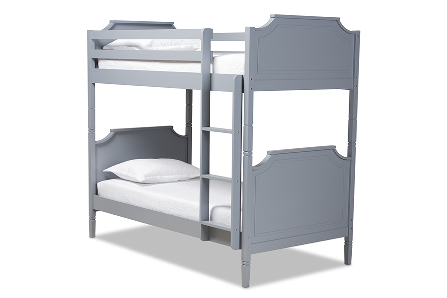 Picture of Baxton Studio Mariana-Grey-Twin Bunk Bed Mariana Traditional Transitional Grey Finished Wood Bunk Bed - Twin Size