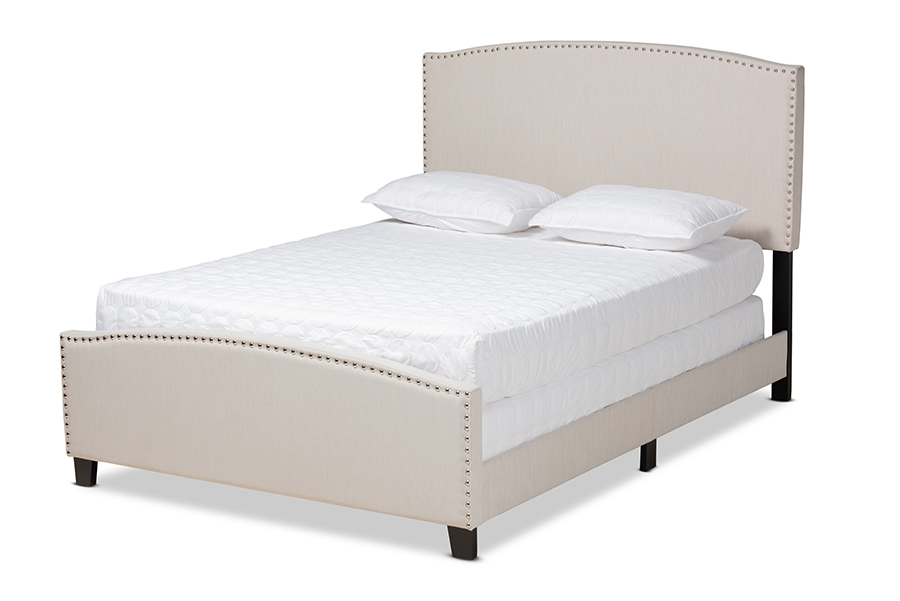 Picture of Baxton Studio Morgan-Beige-King Morgan Modern Transitional Beige Fabric Upholstered Panel Bed - King Size