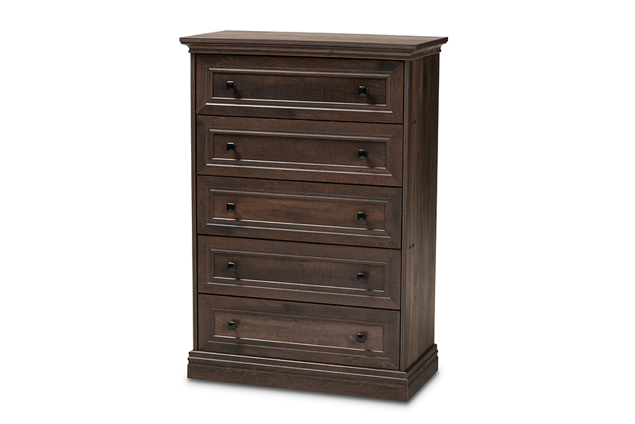 Picture of Baxton Studio MH4115-Hazel Walnut-5DW-Chest Nolan Traditional Transitional Hazel Walnut Brown Finished 5-Drawer Wood Chest