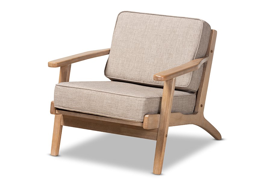 Picture of Baxton Studio New-Light Grey-Antique Oak-CC Sigrid Mid-Century Modern Light Grey Fabric Upholstered Antique Oak Finished Wood Armchair