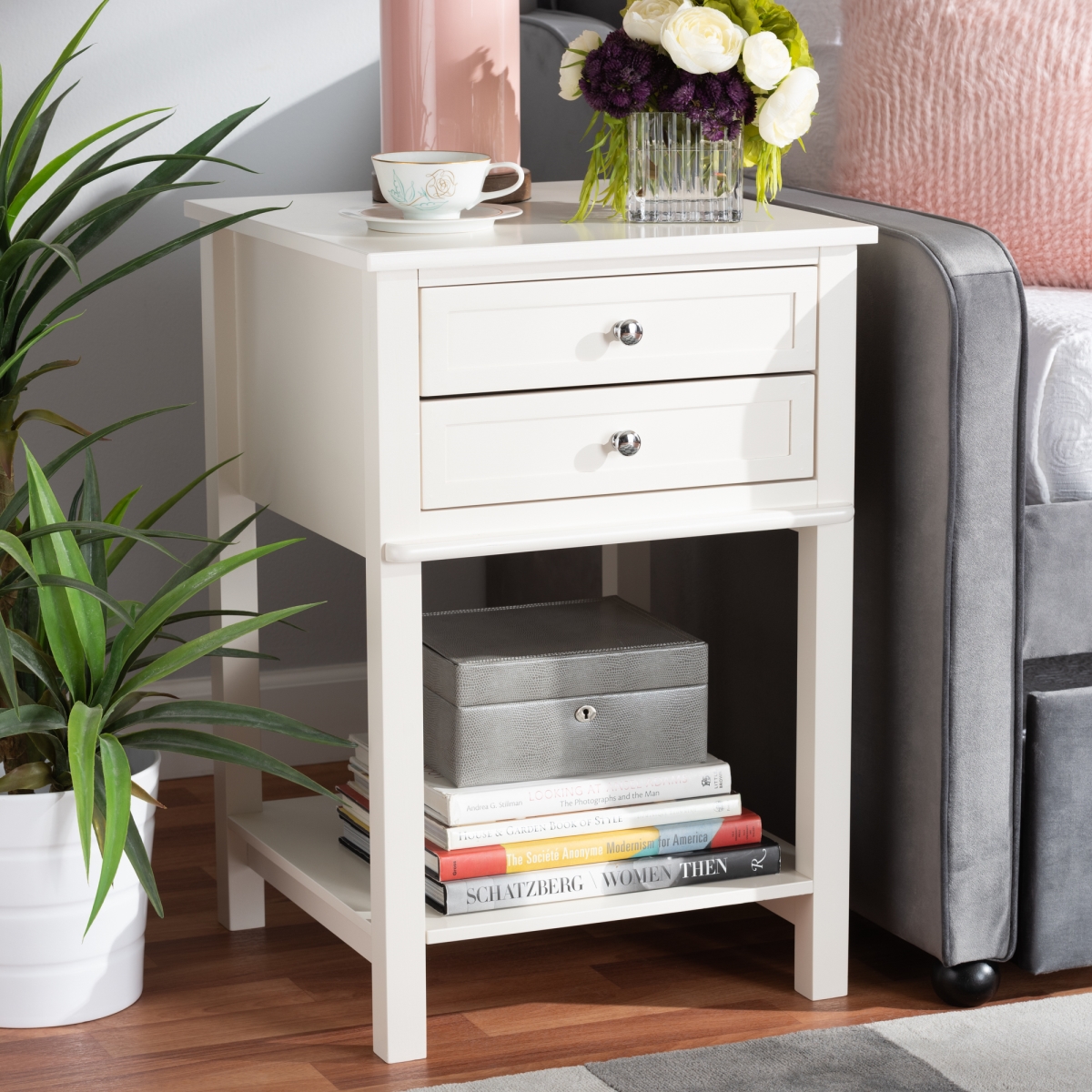 Picture of Baxton Studio SR1801426-White-NS Willow Modern Transitional 2-Drawer Wood Nightstand&#44; White