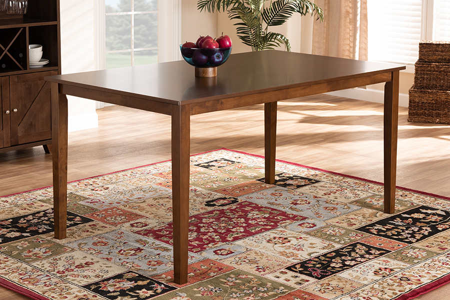 RH7008T-Walnut-DT Eveline Modern & Contemporary Rectangular Wood Dining Table, Walnut Brown