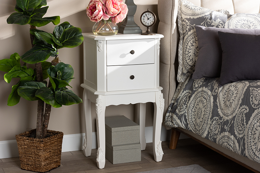 Picture of Baxton Studio HL7A-A110-2 DW NS Sophia Classic & Traditional French Wood 2-Drawer Nightstand&#44; White