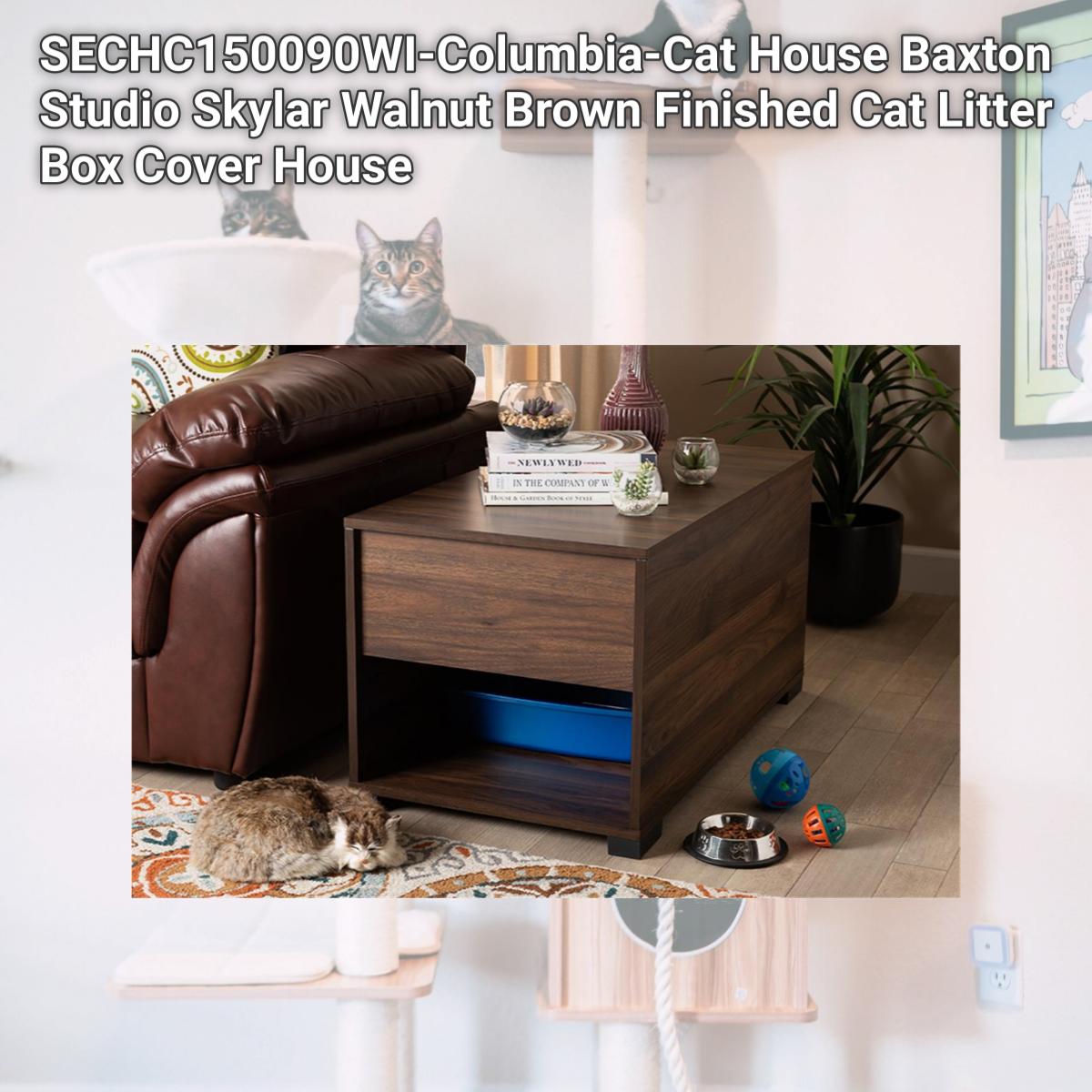 Picture of Wholesale Interiors SECHC150090WI-Columbia-Cat House Baxton Studio Skylar Walnut Brown Finished Cat Litter Box Cover House