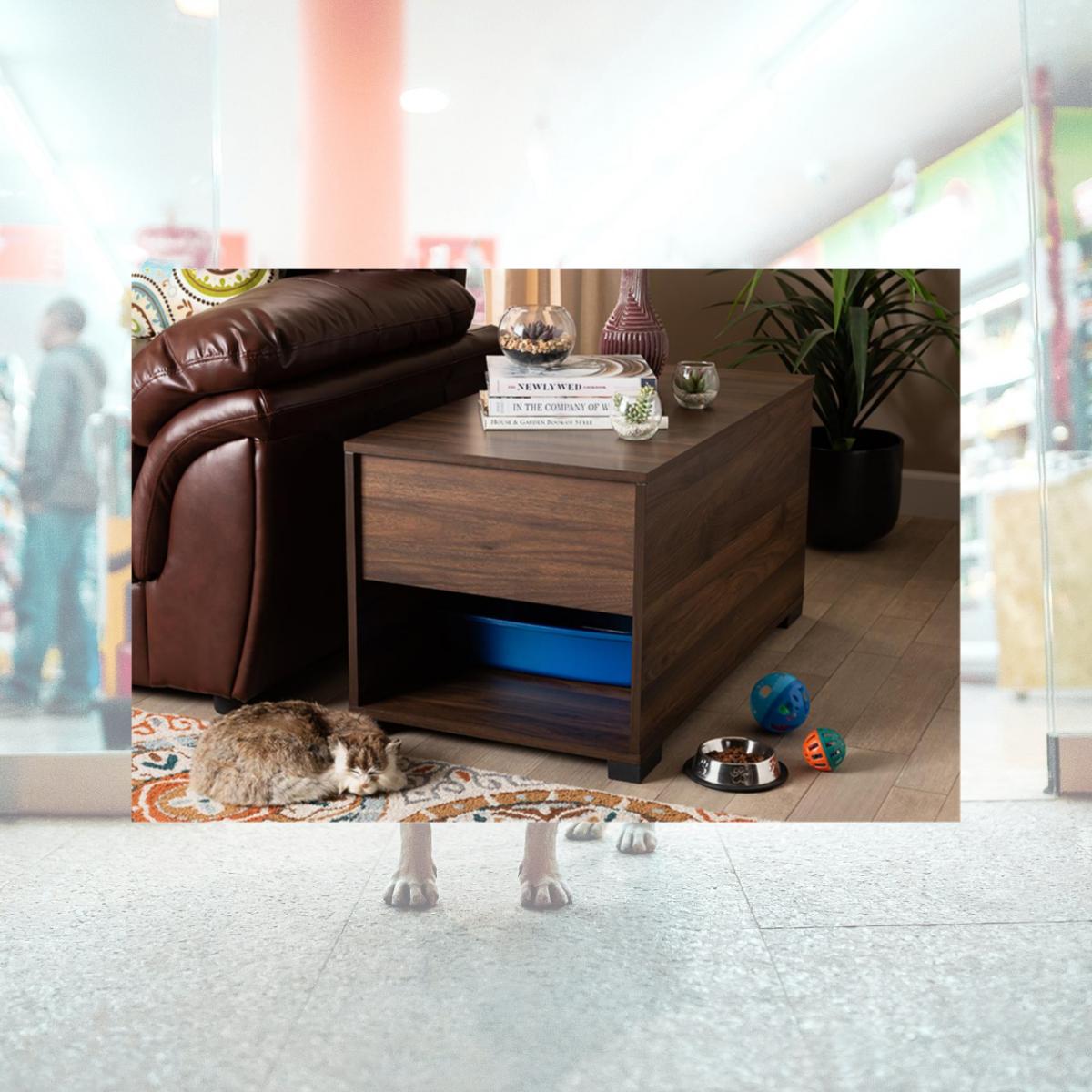 Picture of Wholesale Interiors SECHC150090WI-Columbia-Cat House Baxton Studio Skylar Walnut Brown Finished Cat Litter Box Cover House
