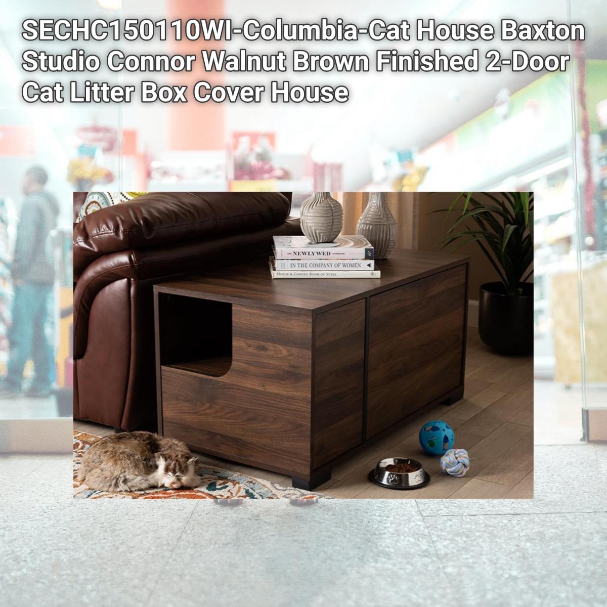 Picture of Wholesale Interiors SECHC150110WI-Columbia-Cat House Baxton Studio Connor Walnut Brown Finished 2-Door Cat Litter Box Cover House