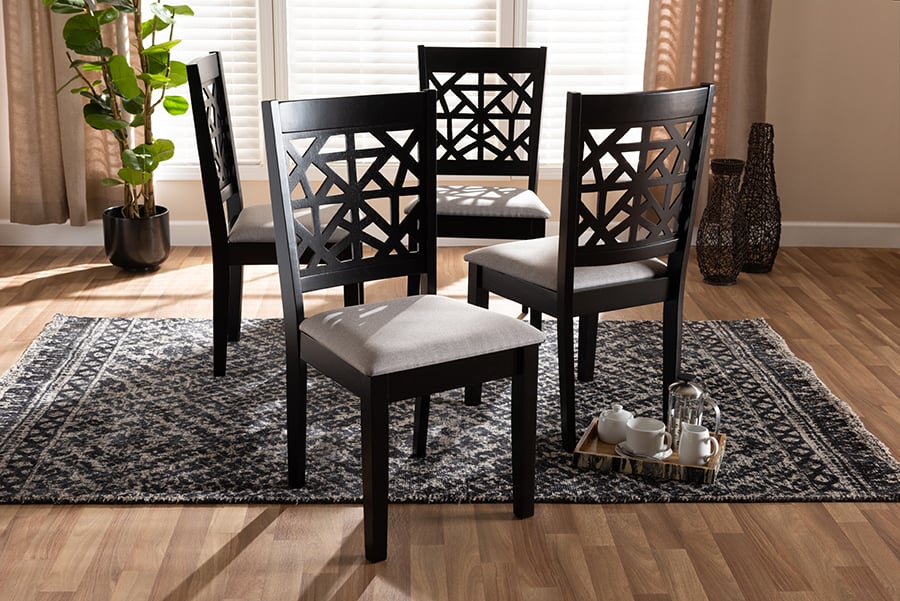 RH310C-Grey-Dark Brown-DC-4PK Baxton Studio Jackson Grey Fabric Upholstered & Espresso Brown Finished Wood Dining Chair Set - 4 Piece -  193271120260