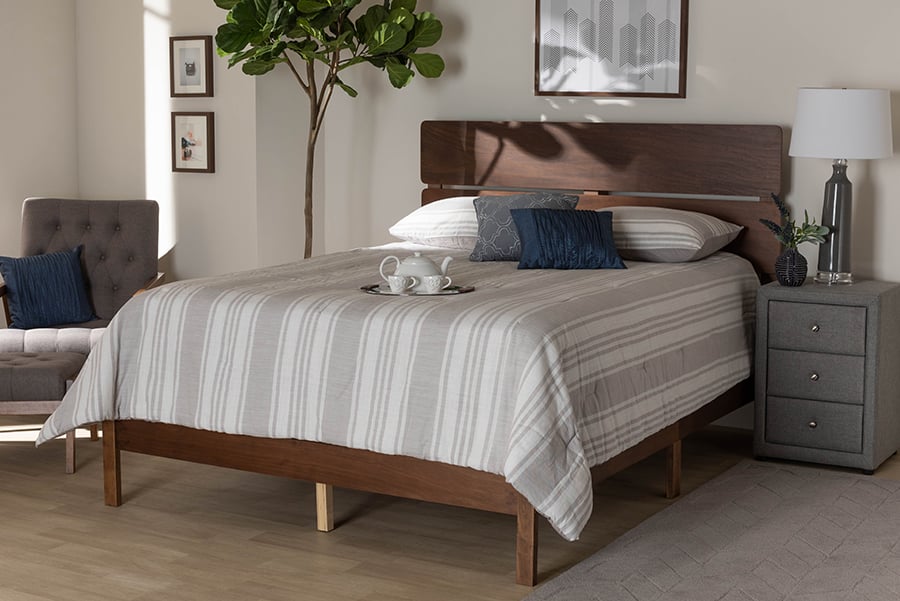 MG0024-Walnut-King 39.70 x 81.60 x 82.90 in. Baxton Studio Anthony Modern & Contemporary Walnut Brown Finished Wood King Size Panel Bed -  193271113842