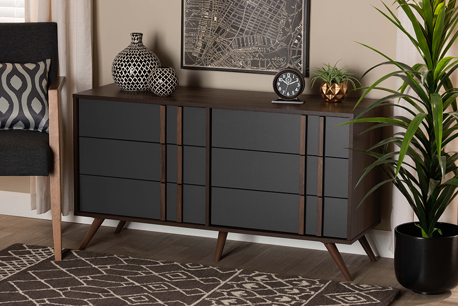LV15COD15231-Columbia-Dark Grey-6DW-Dresser Baxton Studio Naoki Modern & Contemporary Two-Tone Grey & Walnut Finished Wood 6-Drawer Bedroom Dresser
