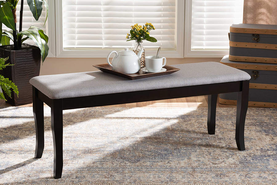 Baxton Studio Cornelie Dining Bench - Grey & Dark Brown - 47.8in. Wide - Modern Upholstered Design