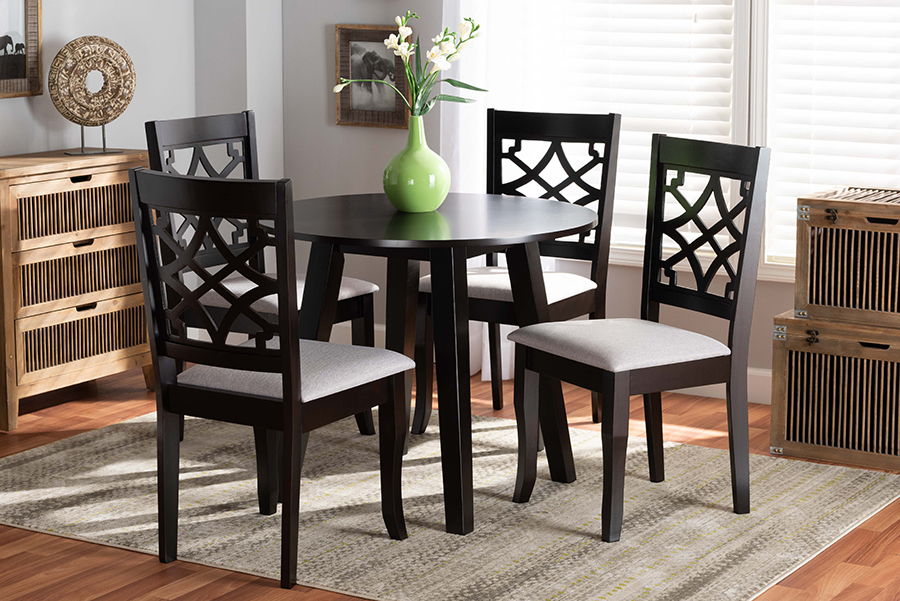 Picture of Wholesale Interiors Mya-Grey-Dark Brown-5PC Dining Set Mya Dining Set, Grey & Dark Brown - 5 Piece