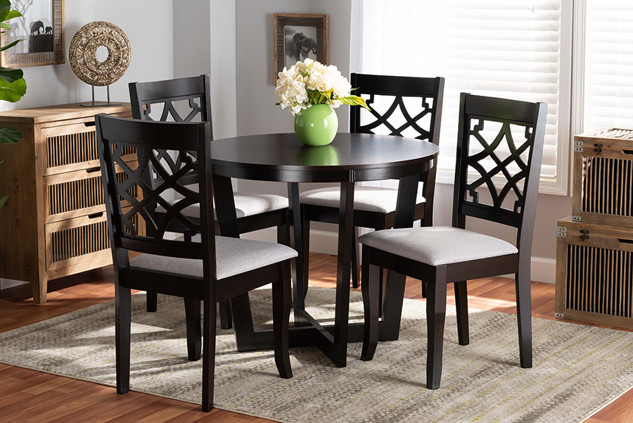 Picture of Wholesale Interiors Tricia-Grey-Dark Brown-5PC Dining Set Tricia Dining Set, Grey & Dark Brown - 5 Piece