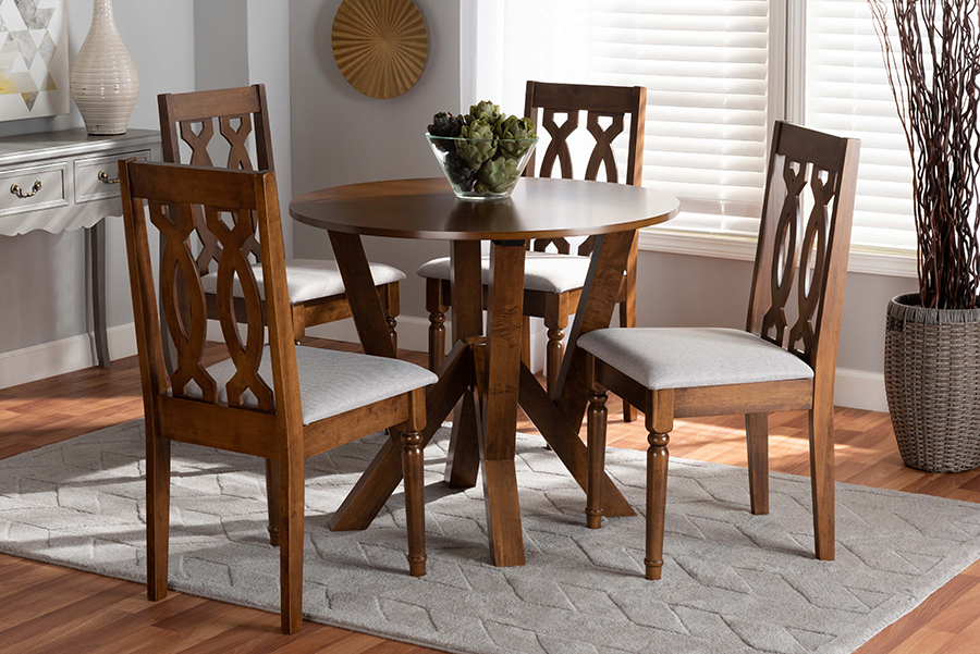 Elaine-Grey-Walnut-5PC Dining Set Elaine Dining Set, Grey & Walnut Brown - 5 Piece