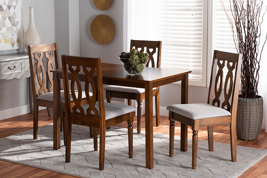 Kasia-Grey-Walnut-5PC Dining Set Kasia Dining Set, Grey & Walnut Brown - 5 Piece