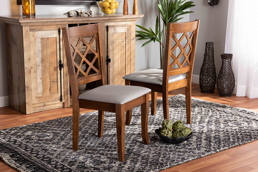 RH330C-Grey-Walnut-DC-2PK Baxton Studio Verner Modern & Contemporary Grey Fabric Upholstered Walnut Finished Wood Dining Chair - 2 Piece