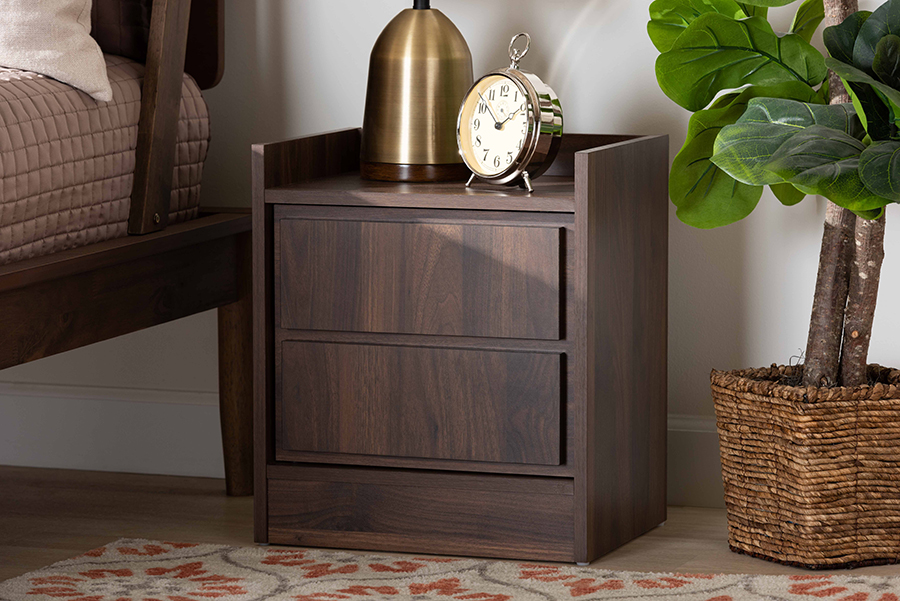 ET8003-Walnut-NS Baxton Studio Hale Modern & Contemporary Walnut Brown Finished Wood Nightstand - 2 Drawer -  193271171033