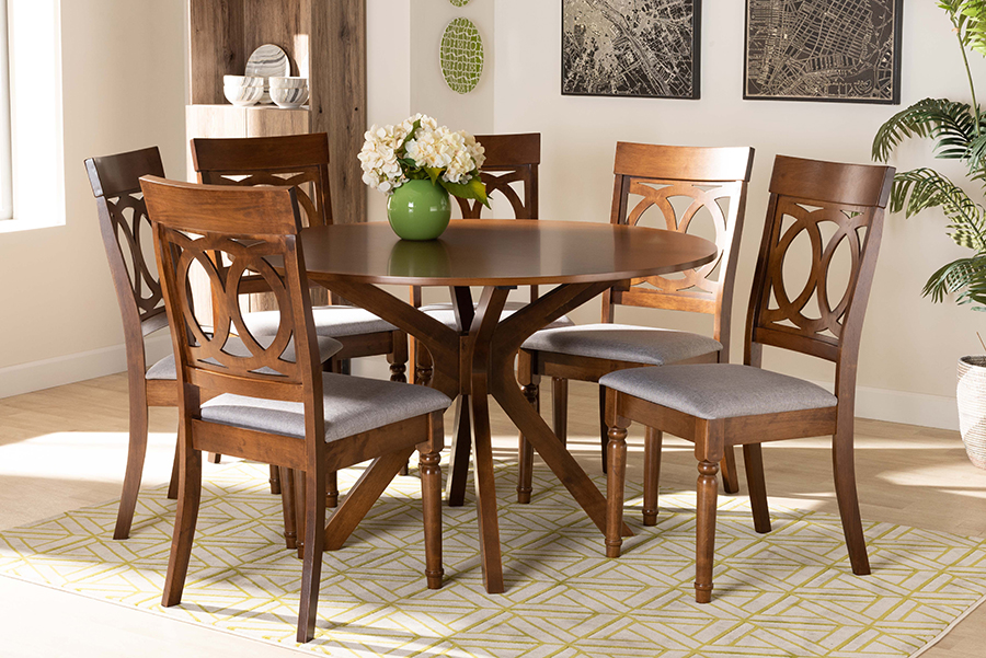 Picture of Wholesale Interiors Jessie-Grey-Walnut-7PC Dining Set Jessie Dining Set, Grey & Walnut - 7 Piece