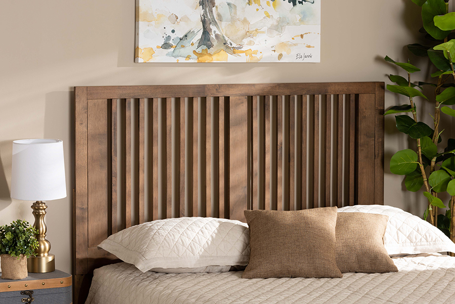 MG9751-Ash Walnut-HB-King Baxton Studio Harena Modern & Contemporary Transitional Ash Walnut Finished Wood King Size Headboard