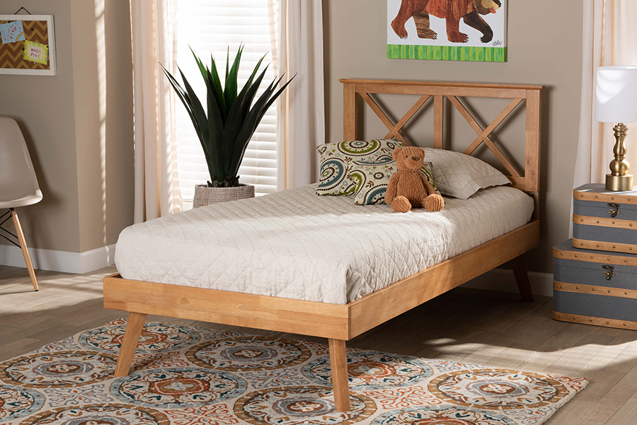 SW8219-Rustic Brown-Twin Baxton Studio Galvin Modern & Contemporary Brown Finished Wood Twin Size Platform Bed