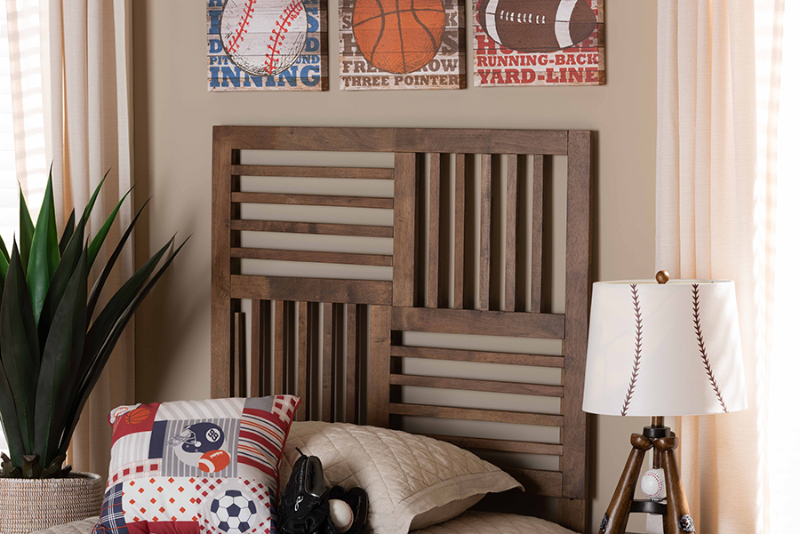 MG9747-Ash Walnut-HB-Twin Baxton Studio Adler Modern & Contemporary Transitional Ash Walnut Finished Wood Twin Size Headboard