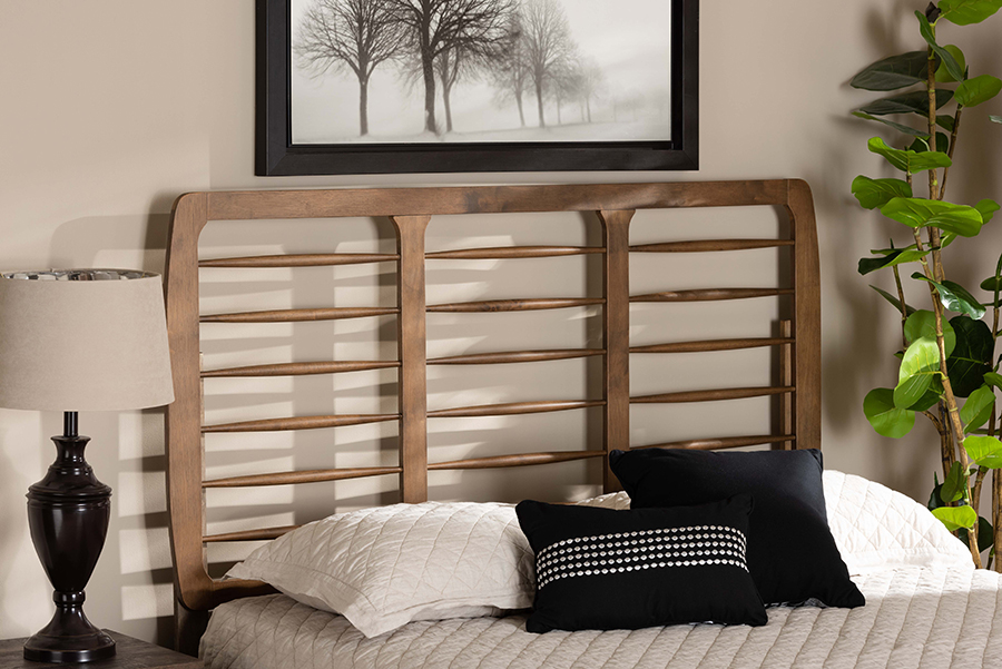 MG9749-Ash Walnut-HB-Queen Baxton Studio Carolyn Mid-Century Modern Ash Walnut Finished Wood Queen Size Headboard
