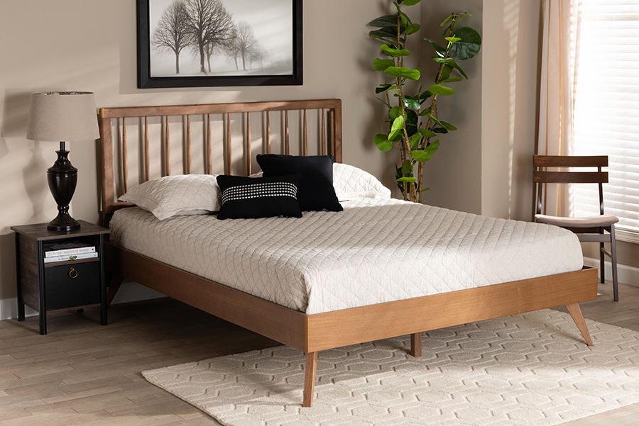 Toru-Ash Walnut-King Toru Mid-Century Modern Platform Bed, Ash Walnut - 58.1 x 79.5 x 83.4 in -  Wholesale Interiors, 193271170302