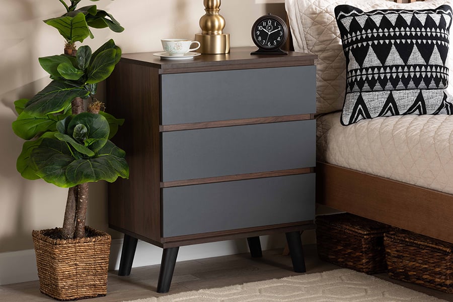 CH8003-Walnut-Grey-3DW Chest Baxton Studio Roldan Modern & Contemporary Two-Tone Walnut & Grey Finished Wood 3-Drawer Bedroom Chest -  193271170951